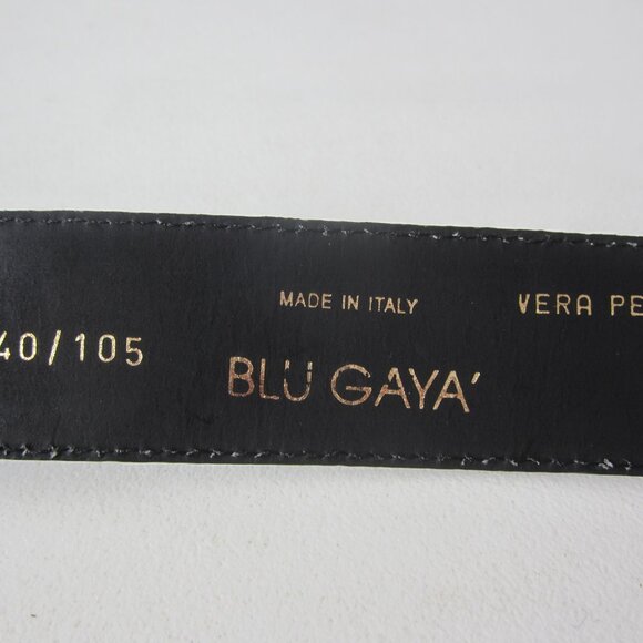 NEW Blugaya Womens XL Lavender Gray Leather Statement Belt Silver Buckle Italy - Picture 6 of 8